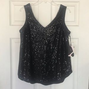 Beautiful sequined black tank top!